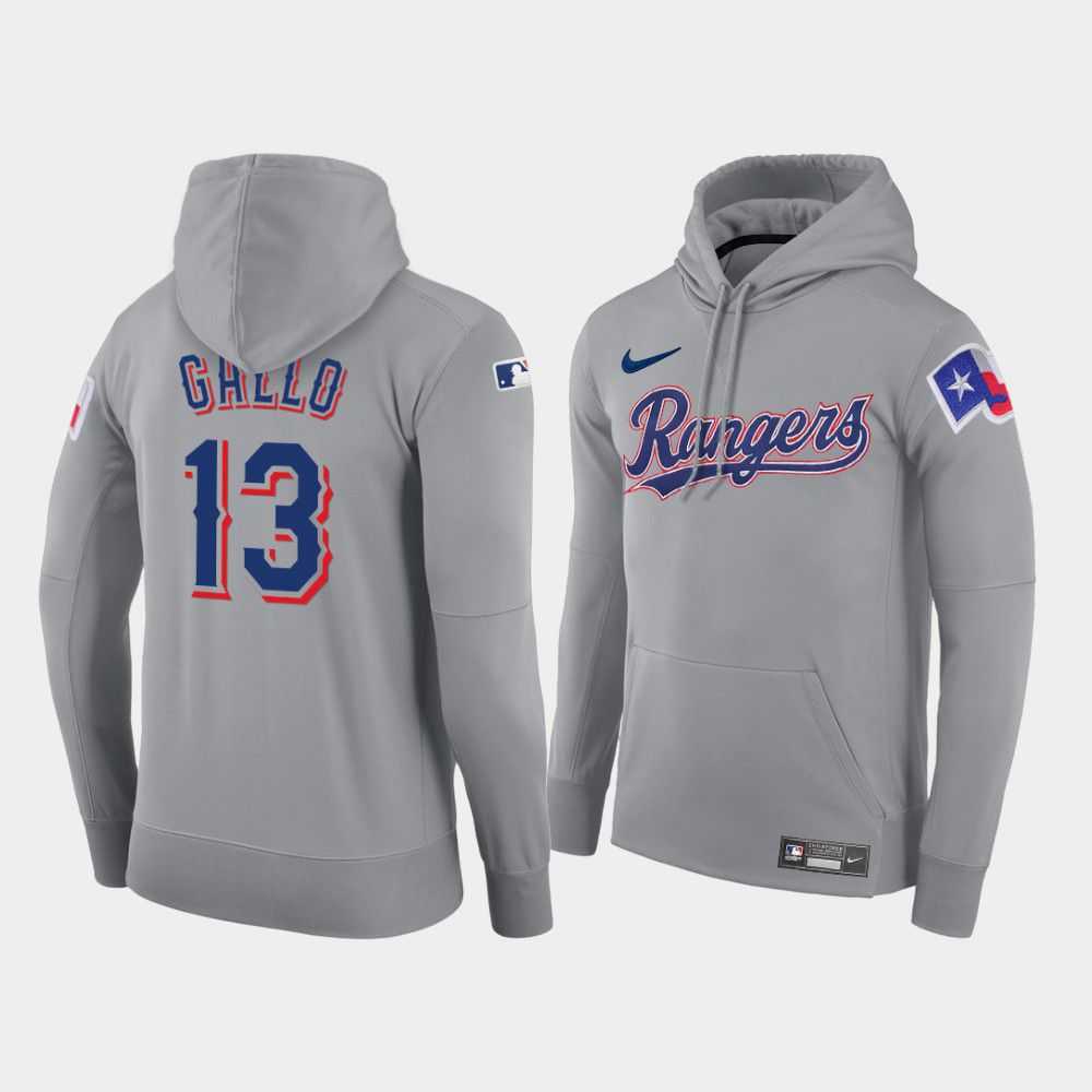 Men Texas Rangers 13 Gallo gray road hoodie 2021 MLB Nike Jerseys